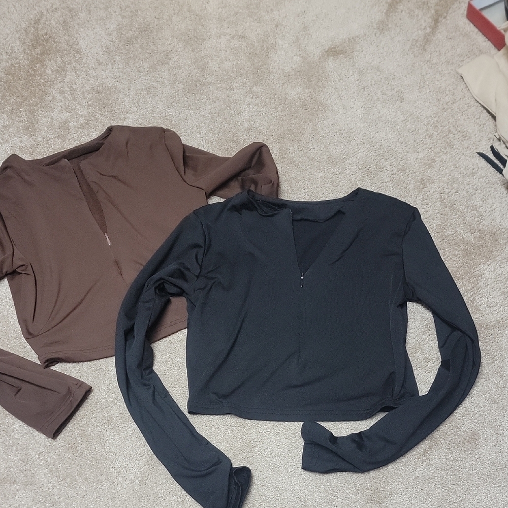 Amazon Black and Brown Long Sleeve Tops